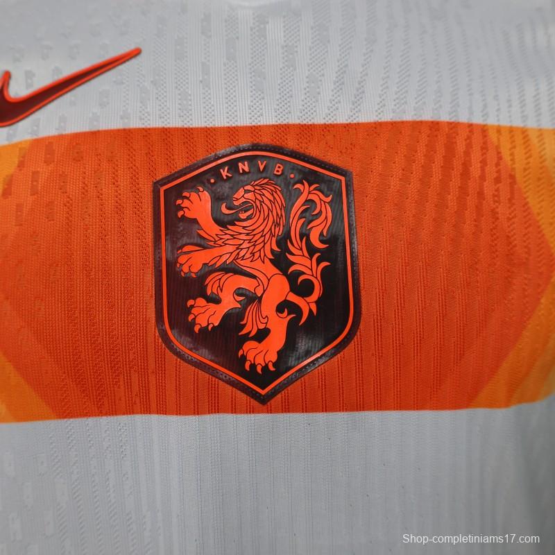 Player Version 2026 Netherlands  White with Orange  Away Jersey