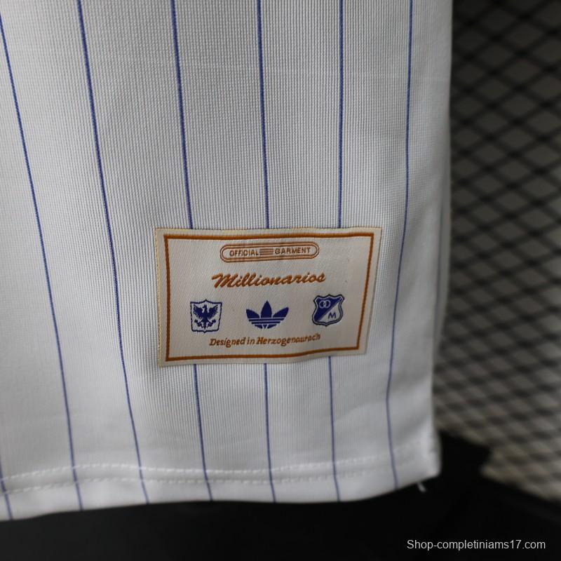 Player Version 26/27 Millonarios FC White & Navy Blue Pinstripe Retro Special Edition Home Jersey