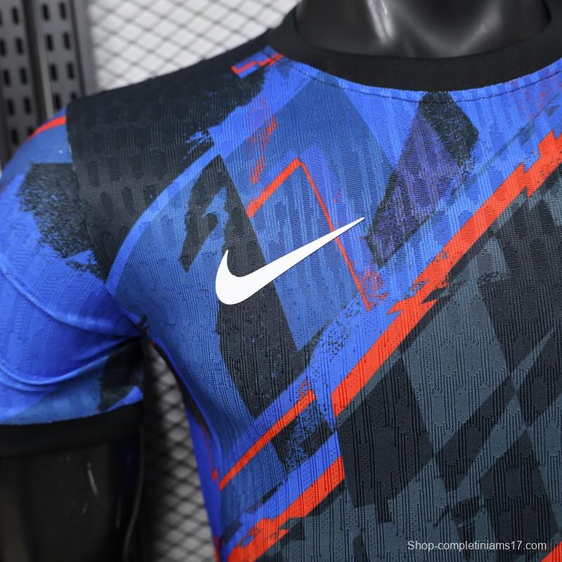 Player Version 2026 Croatia Third Special Edition Blue with Abstract Geometric Brushstroke Pattern Jersey