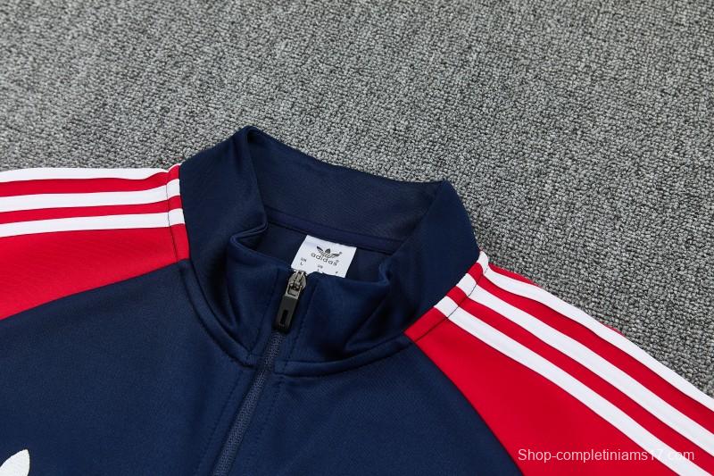 26/27 Bayern Munich Navy Blue & Red & White Full Zipper Jacket Tracksuit + Long Pants