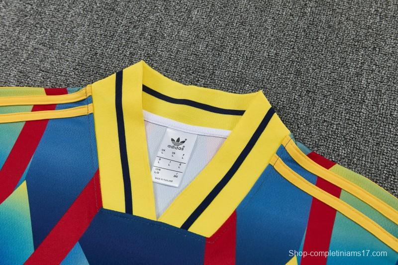 26/27 Arsenal Yellow Blue Red Geometric Multicolor Short Sleeve Tracksuit + Long Pants