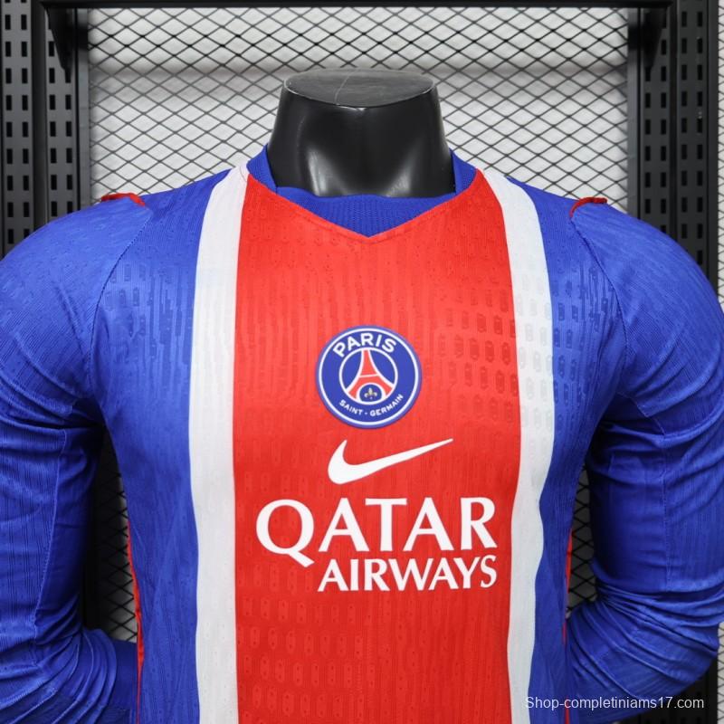 Player Version 26/27 PSG Blue & Red Stripe Long Sleeve Home Jersey