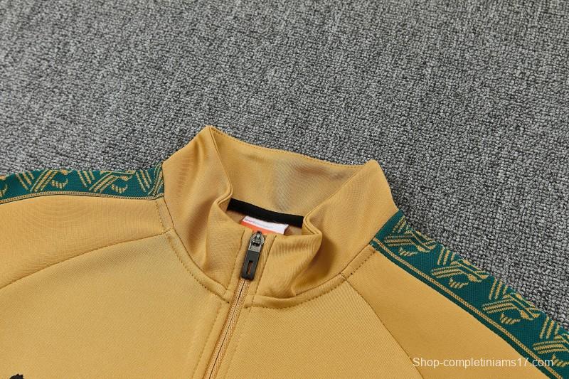 26/27 Ghana Yellow Full Zipper Jacket Tracksuit +  Black Long Pants