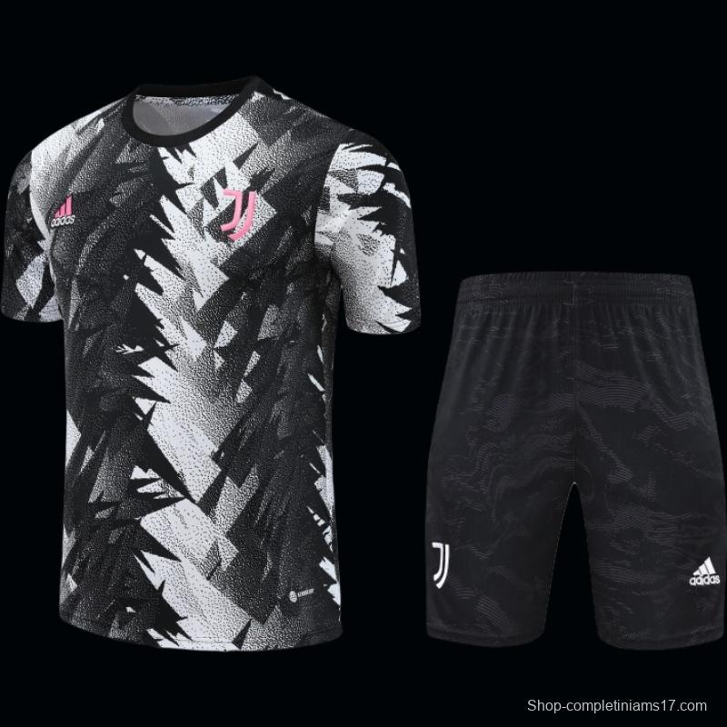 23-24 Juventus Black White Short Sleeve+Shorts