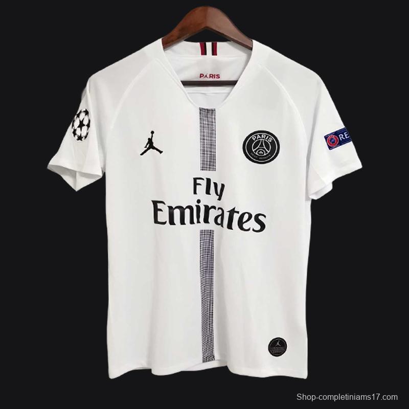 Retro 18/19 PSG Away White Jersey With Champions Patch