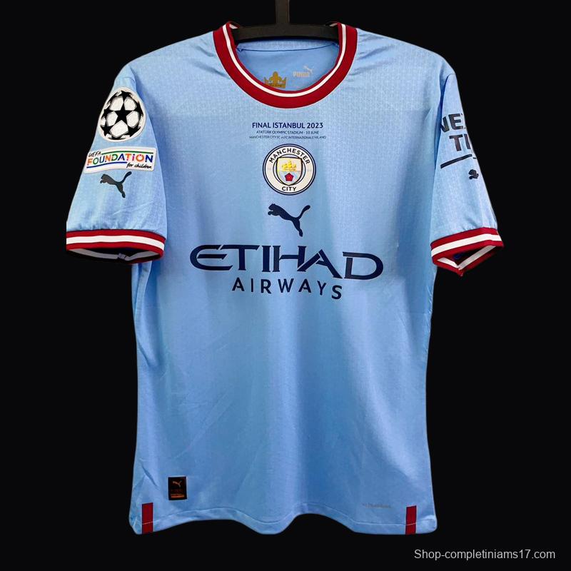 22/23 Manchester City Home Haaland Chamipion Final Jersey