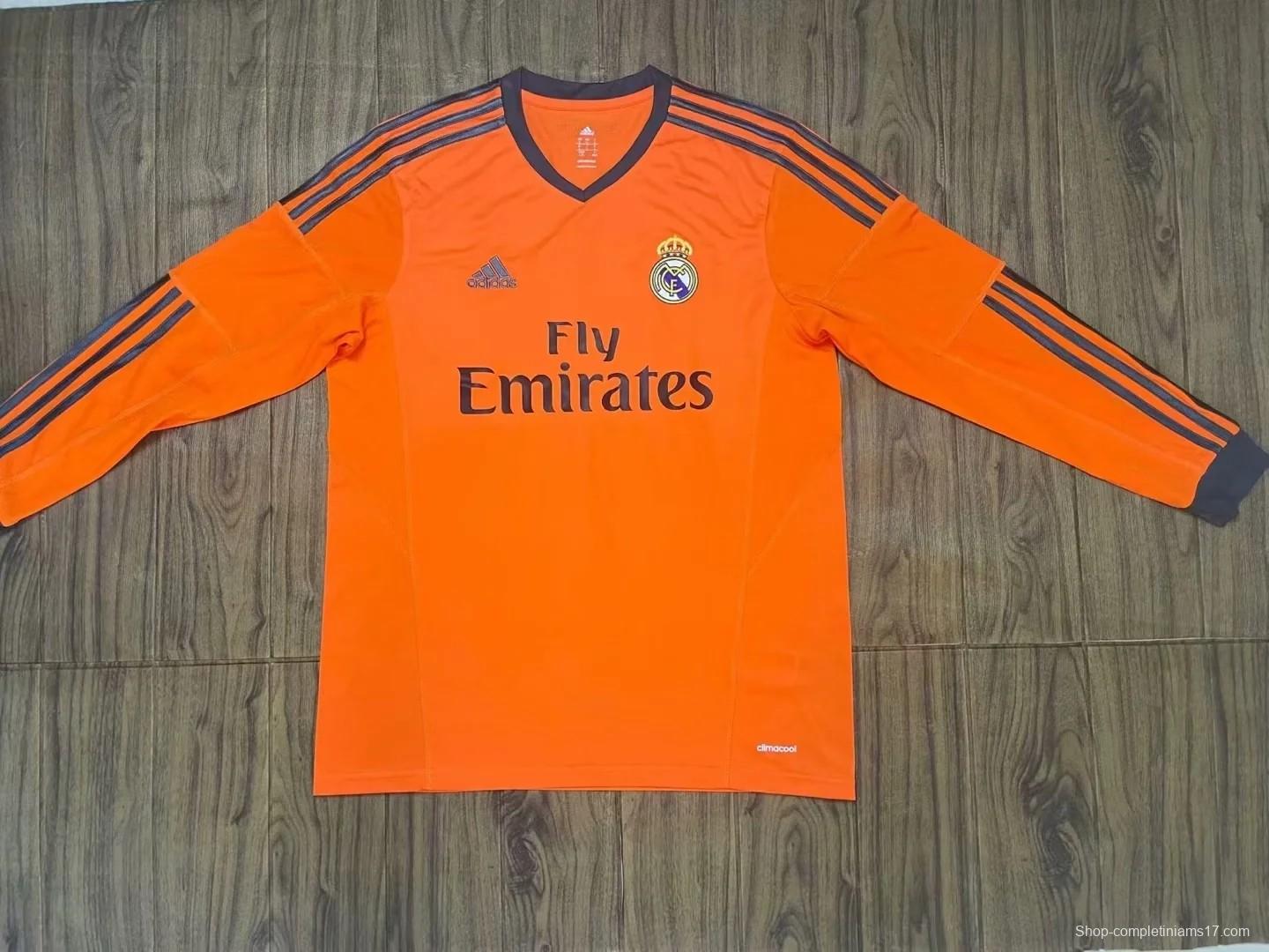 Retro 13/14 Real Madrid Third Orange Long Sleeve Jersey Worn By Ronaldo