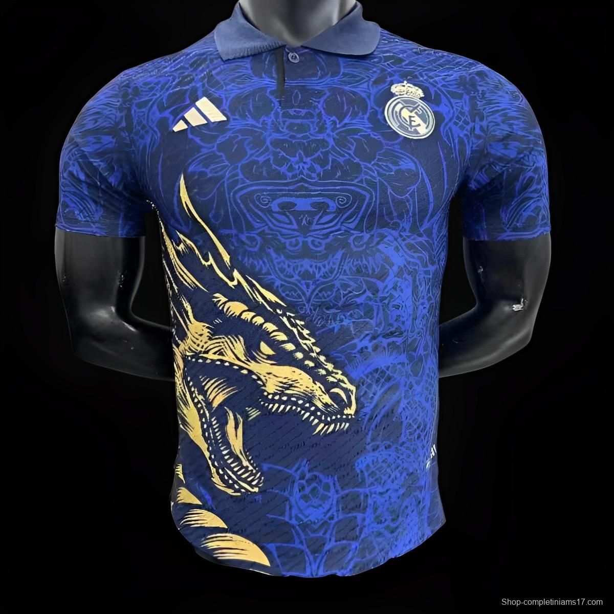 Player Version 23/24 Real Madrid Navy Golden Dragon Special Jersey