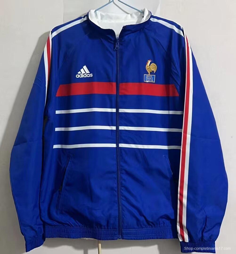 Retro 1998 France Blue/White Reversible Full Zipper Jacket