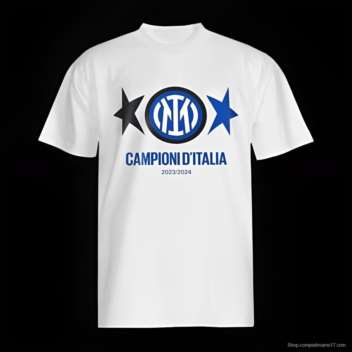 23/24 Inter Milan CAMPIONI D'ITALIA White T-Shirts With Snake Pattern