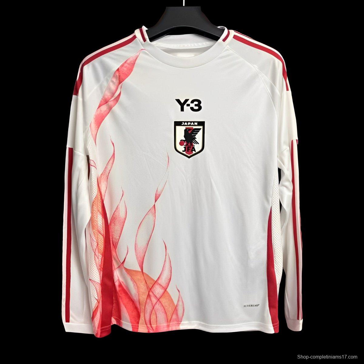 2024 Japan x Y3 Away White Long Sleeve Jersey