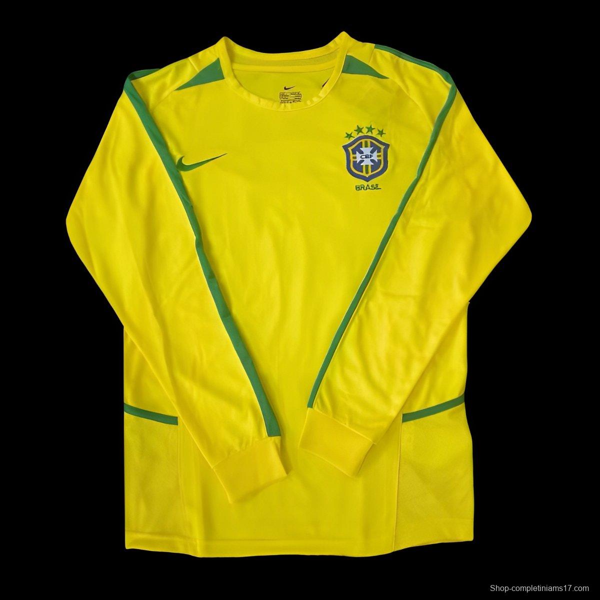 Retro 2002 Brazil Home Long Sleeve Jersey