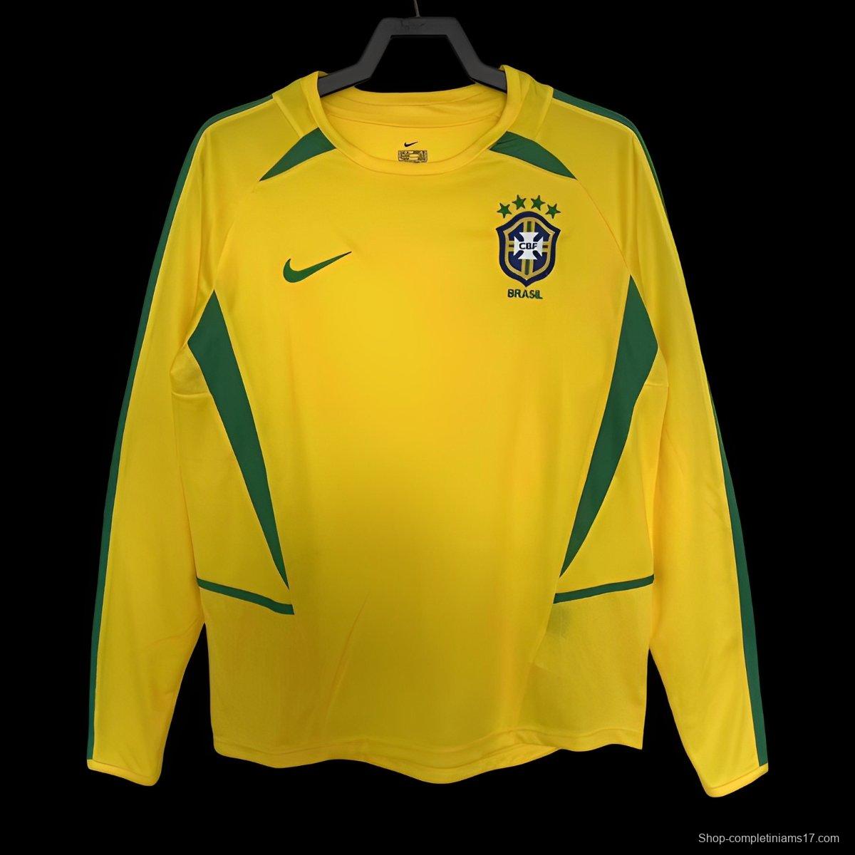 Retro 2002 Brazil Home Long Sleeve Jersey