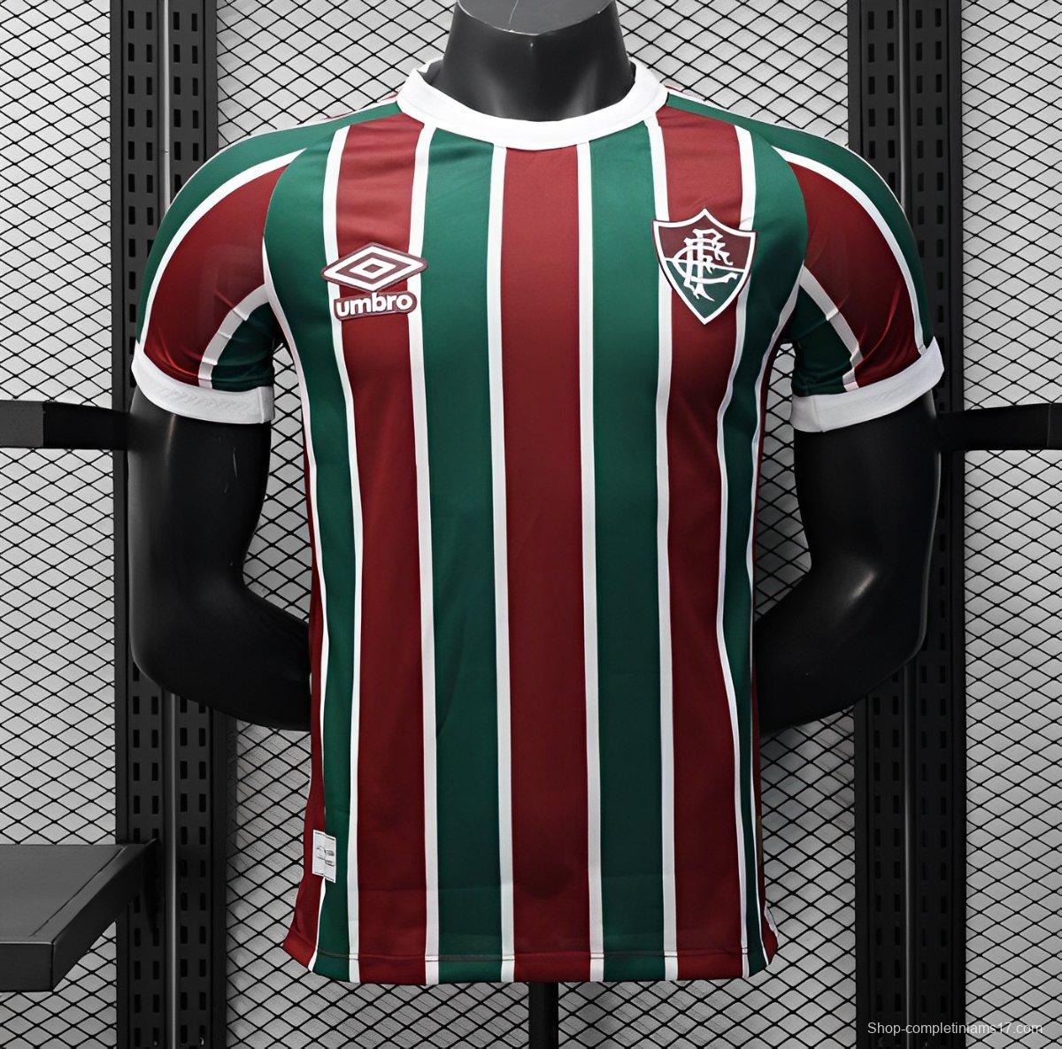 Player Version 25/26 Fluminense Green and Burgundy Vertical Striped with White Trim Jersey