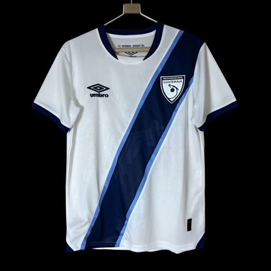 2025 Guatemala White with Navy Blue Diagonal Stripe Jersey