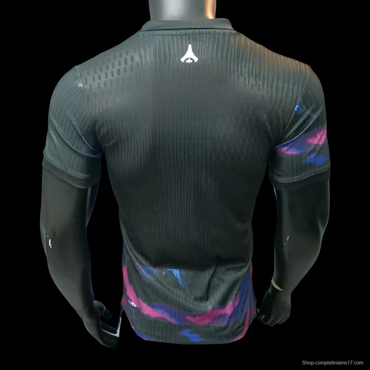Player Version 25/26 Paris Saint-Germain Black with Blue-Pink Abstract Pattern Jersey