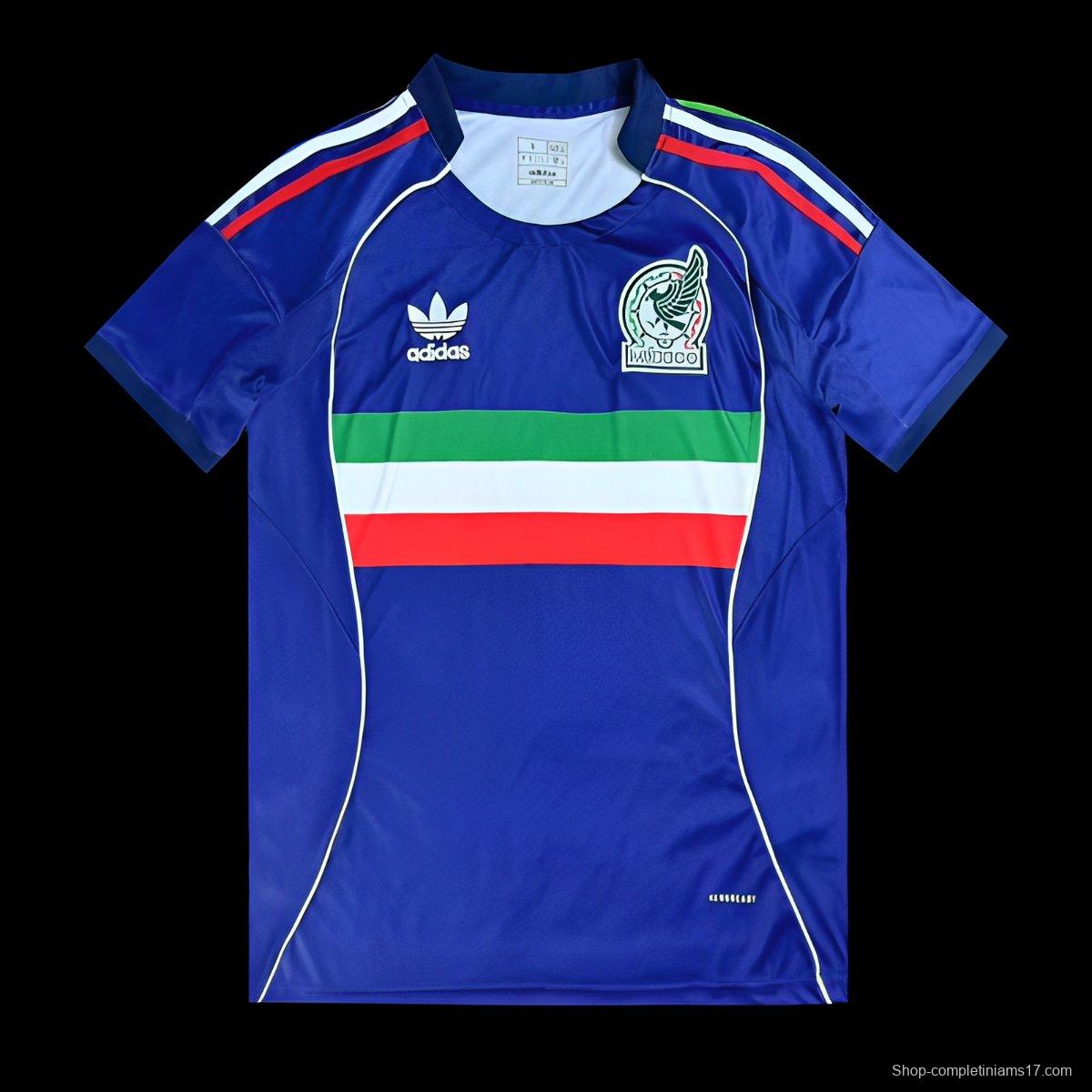 2025 Mexico Away Blue with Tricolor Stripe Jersey