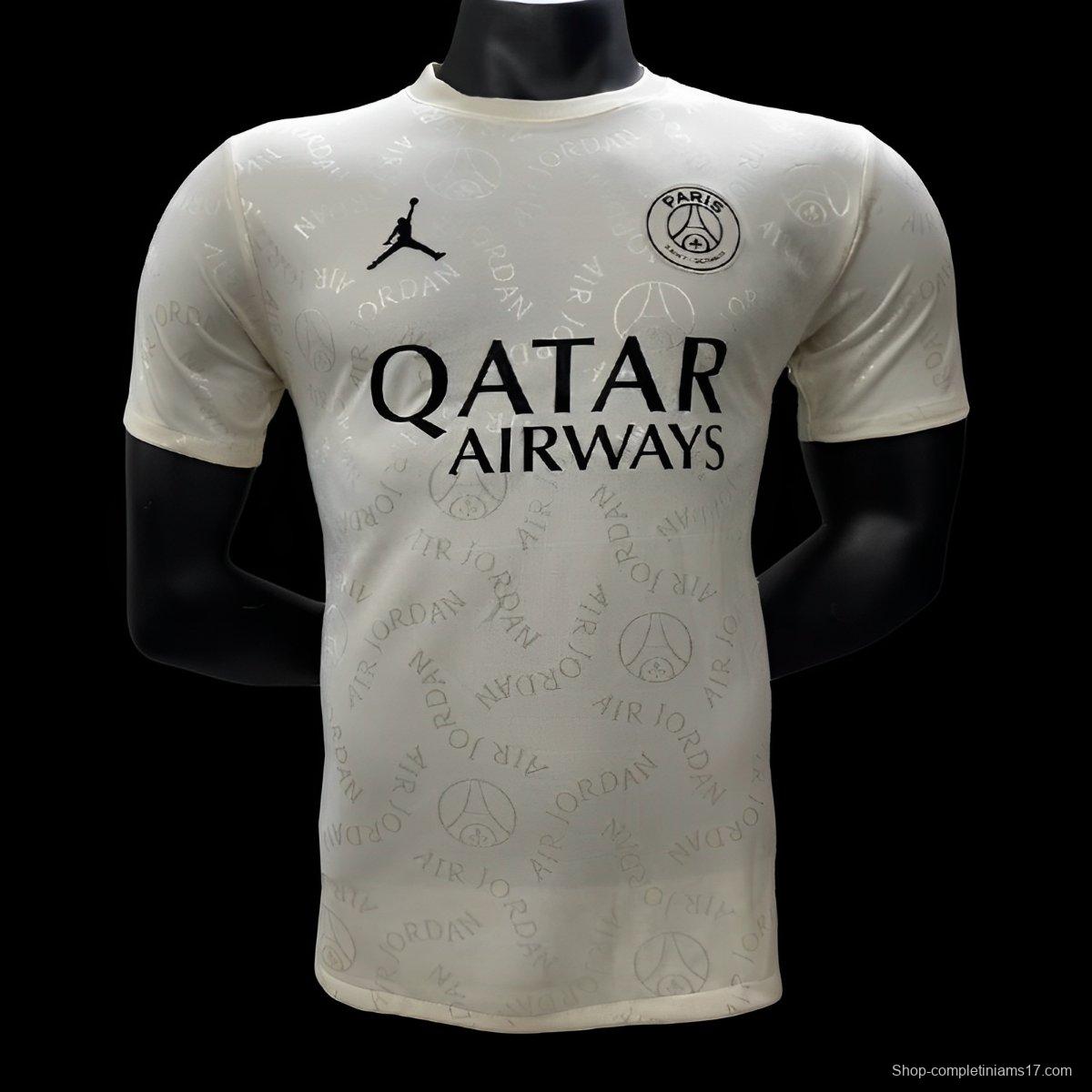 Player Version 25/26 Paris Saint-Germain Away White with Air Jordan Pattern Jersey