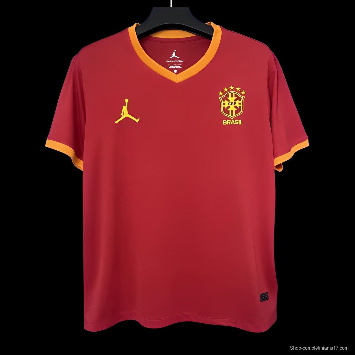 2025 Brazil Jordan Red Pre-Match Jersey