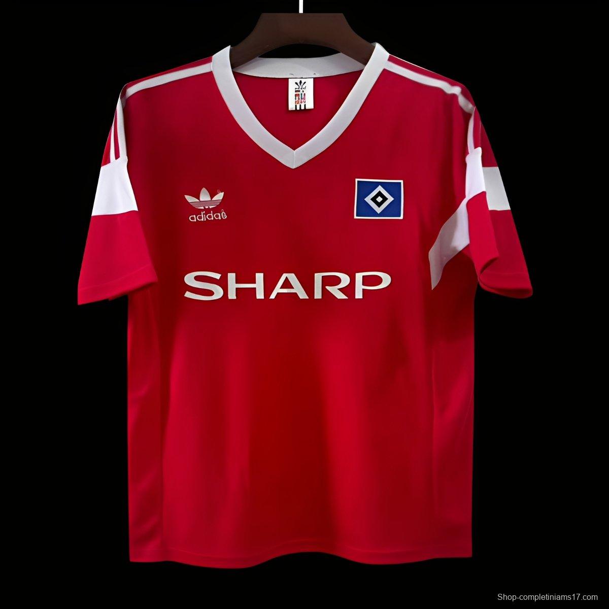 Retro 88/89 Hamburger SV Away Red Jersey