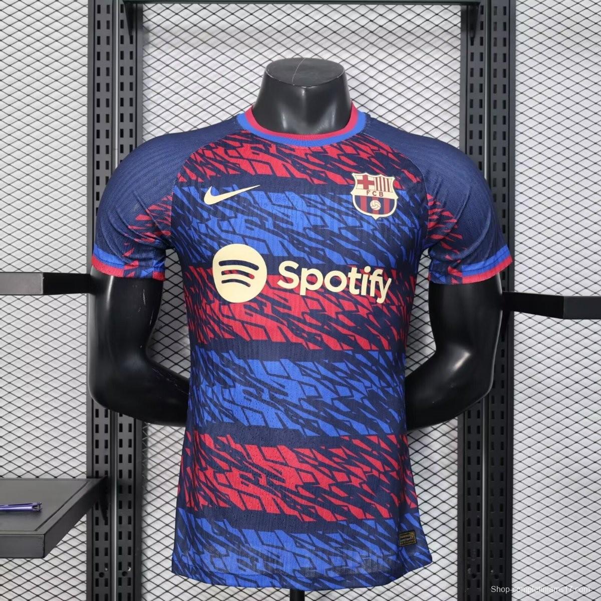 Player Version 25/26 FC Barcelona Navy Blue with Red and Blue Abstract Pattern Jersey