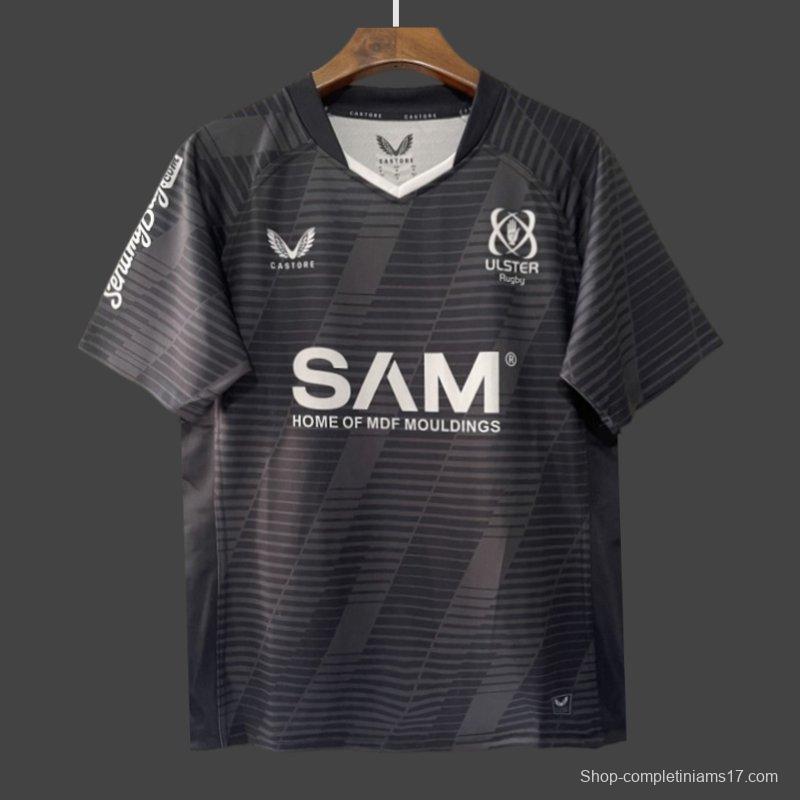 25/26 Ulster Rugby Black with Horizontal Stripe Pattern Jersey