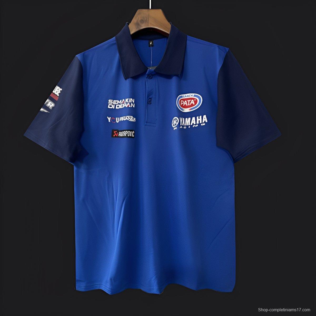 2025 F1 Yamaha Racing Team Blue and Navy Polo Jersey with Multiple Sponsors