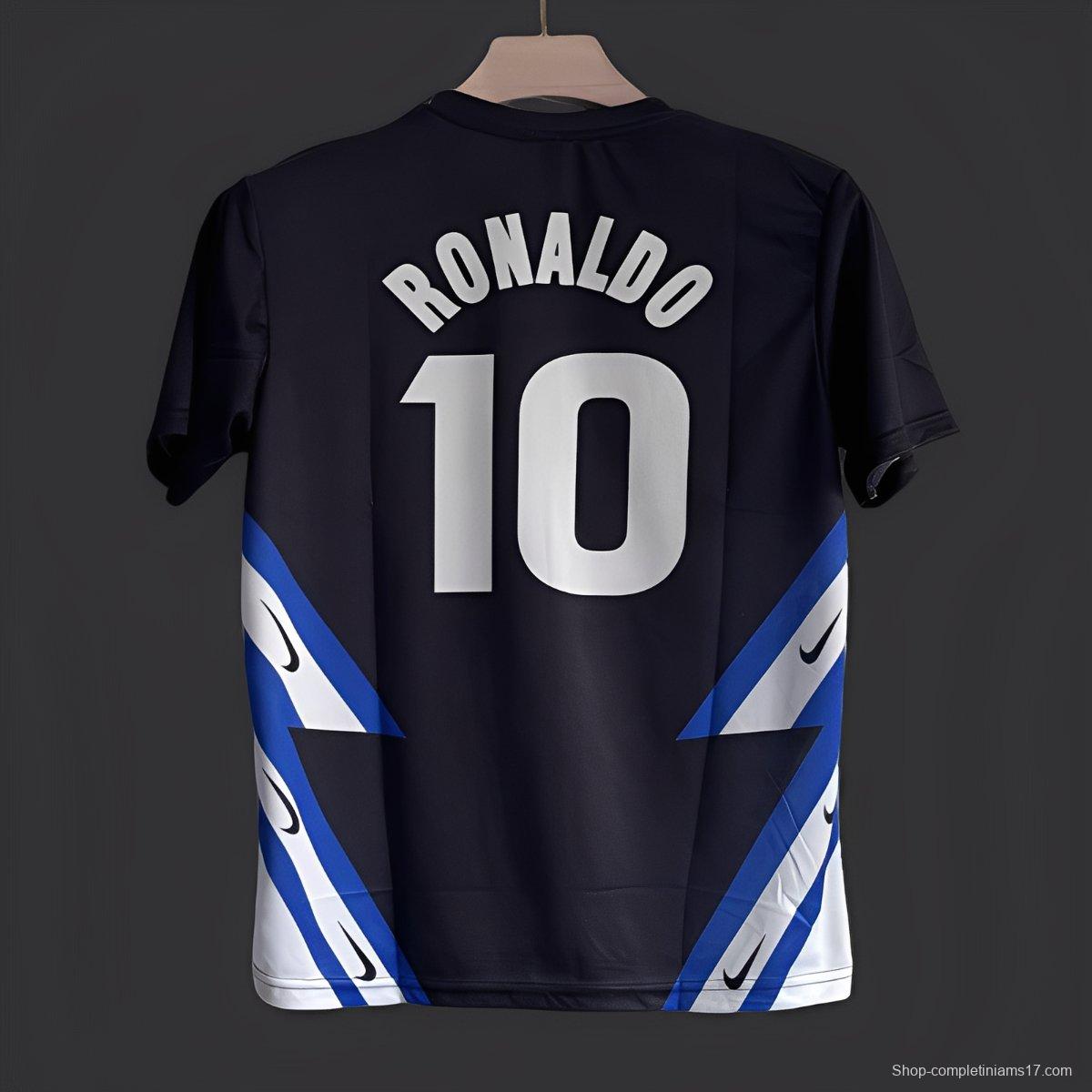 5/26 Inter Milan Black with Blue White Diagonal Stripes Jersey