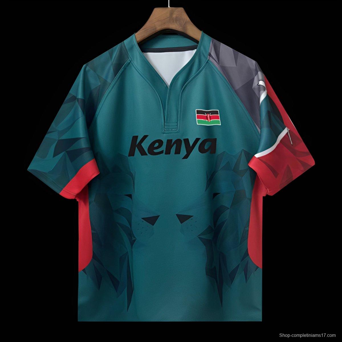 2026 Kenya Teal with Geometric Lion Pattern Jersey