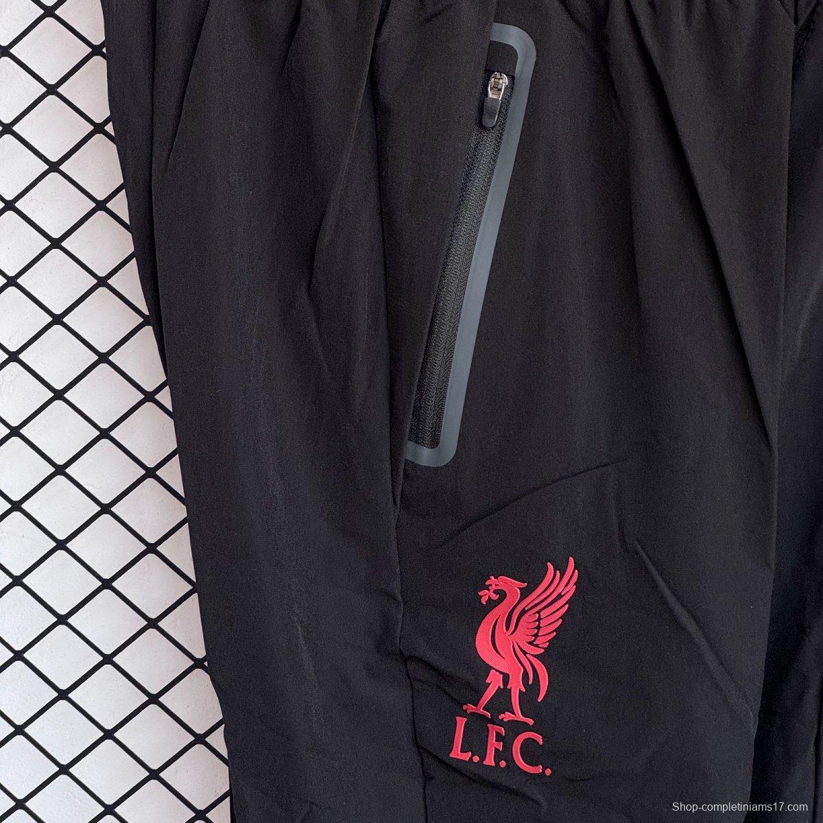 25/26 Liverpool Black/Red Full Zipper Windbreaker + Long Pants
