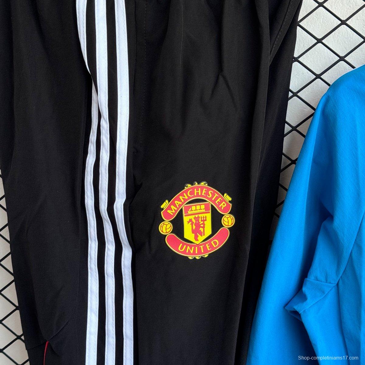 25/26 Manchester United Blue Full Zipper Windbreaker + Long Pants