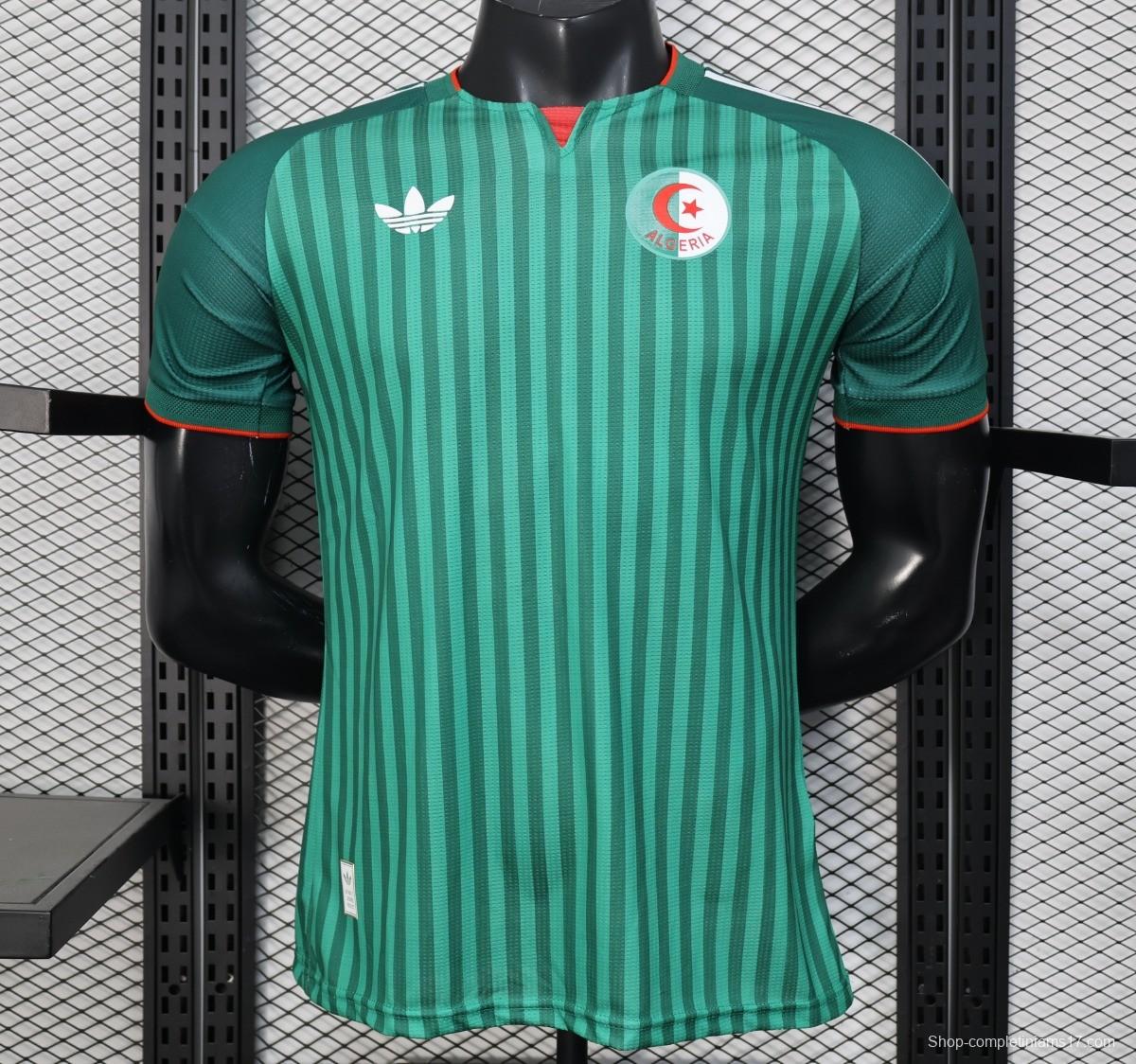 Player Version 2026 Algeria Home Green with Vertical Stripe Pattern Jersey