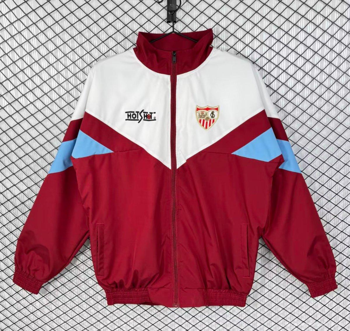 Retro 93/94 Sevilla White/Wine Full Zipper Windbreaker