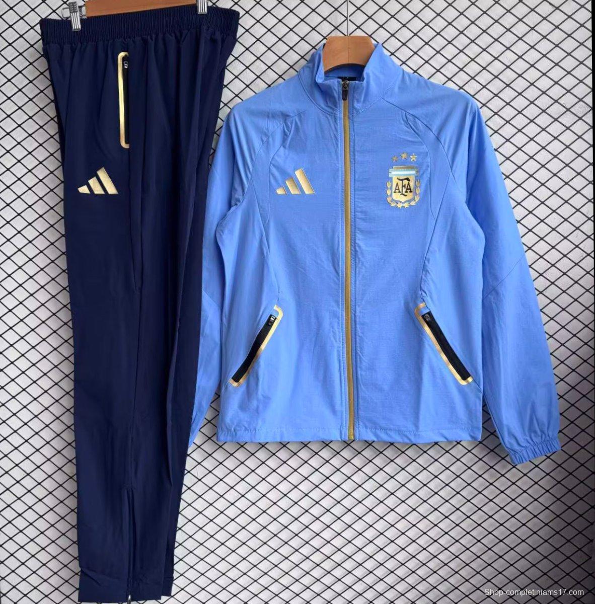 25/26 Argentina Sky Blue Full zipper Jacket Tracksuit+ long pants