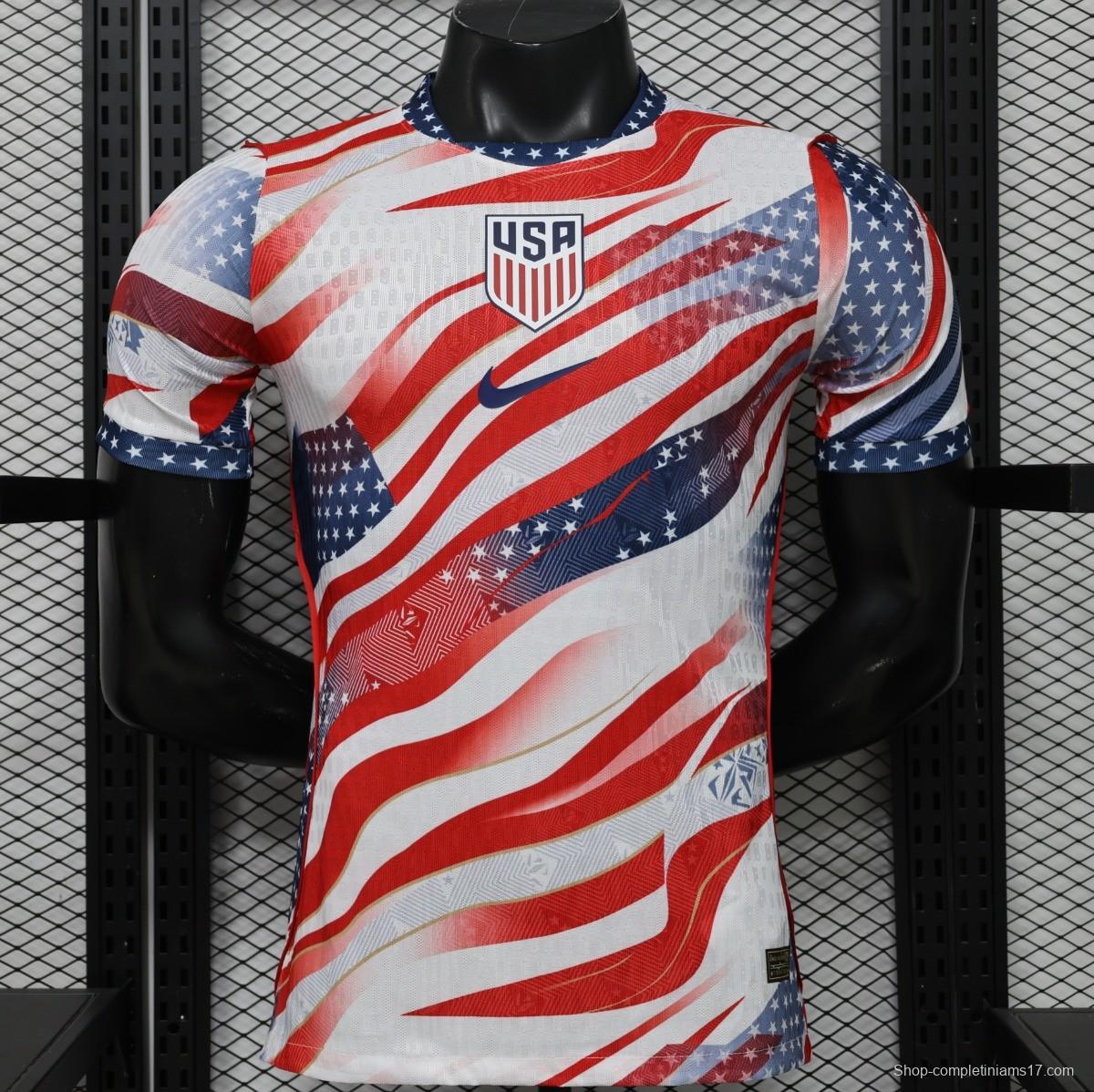 Player Version 2026 USA  Home White/Red/Blue American Flag Print Special Edition Jersey