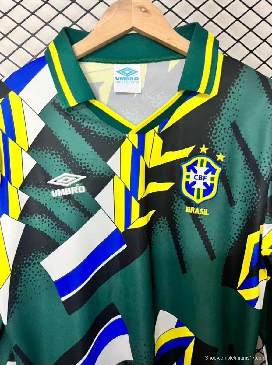 Retro 1994 Brazil Goalkeeper Green Long Sleeve Jersey