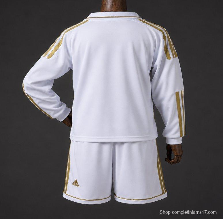 11/12 Kids Real Madrid Home Retro Long-Sleeve Kit Jersey Size 16-28