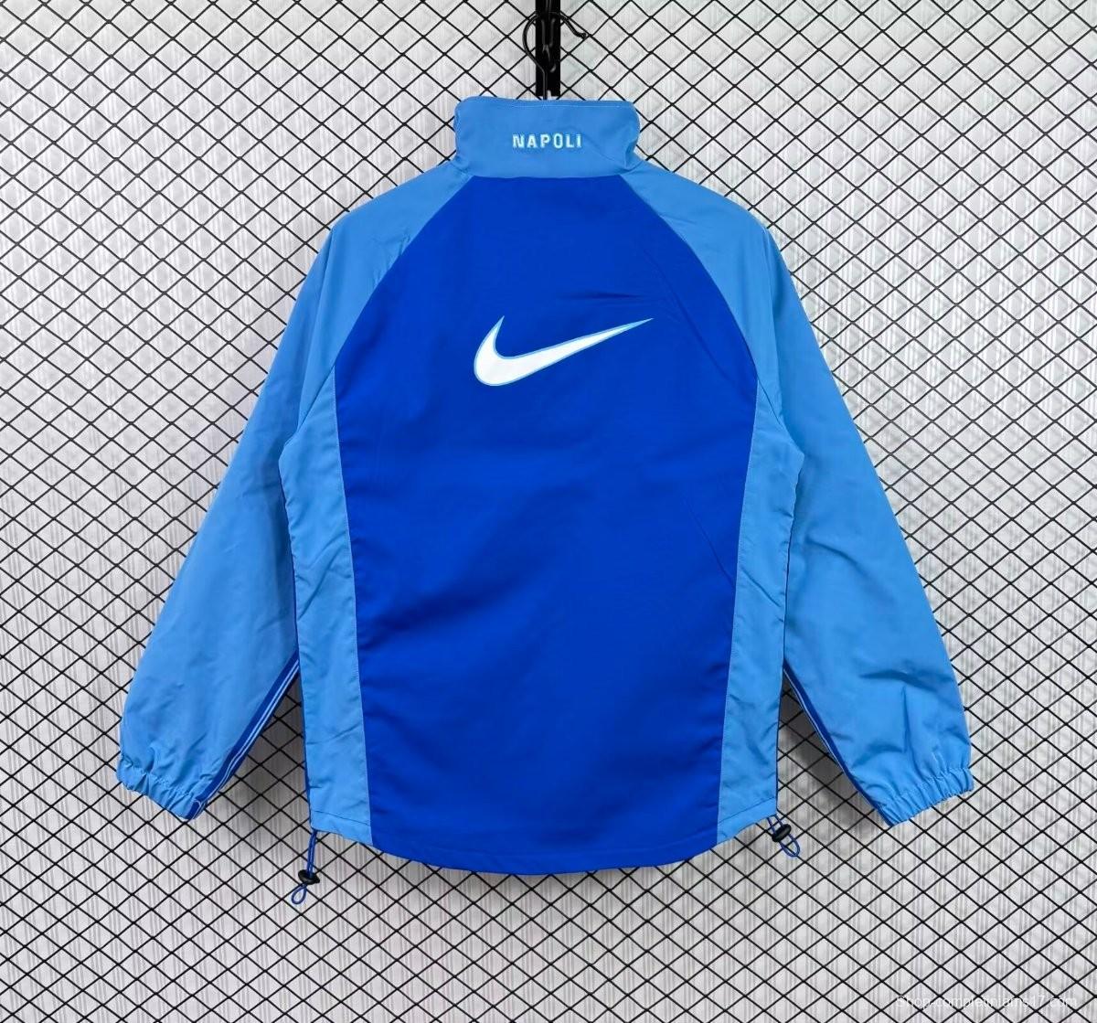 Retro 1998/99 Napoli Blue Light Blue Full Zipper WIndbreaker
