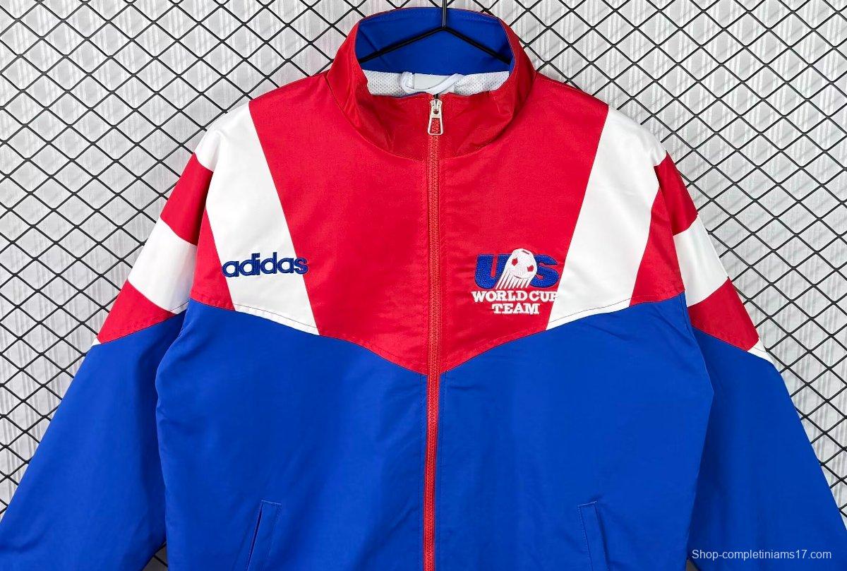 Retro 1994 USA Blue Full Zipper Windbreaker