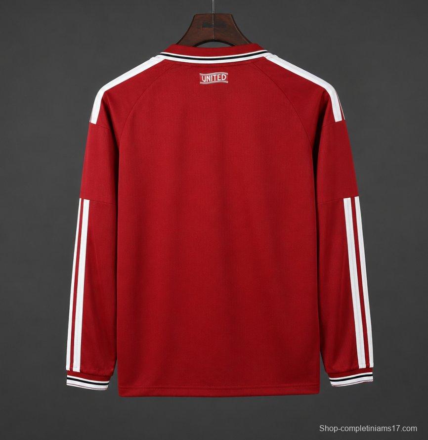 26/27 Manchester United Red with White Stripes Long Sleeve Home Jersey