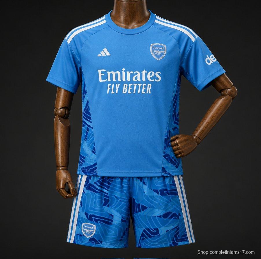 26/27 Kids Arsenal Away Blue Goalkeeper Jersey