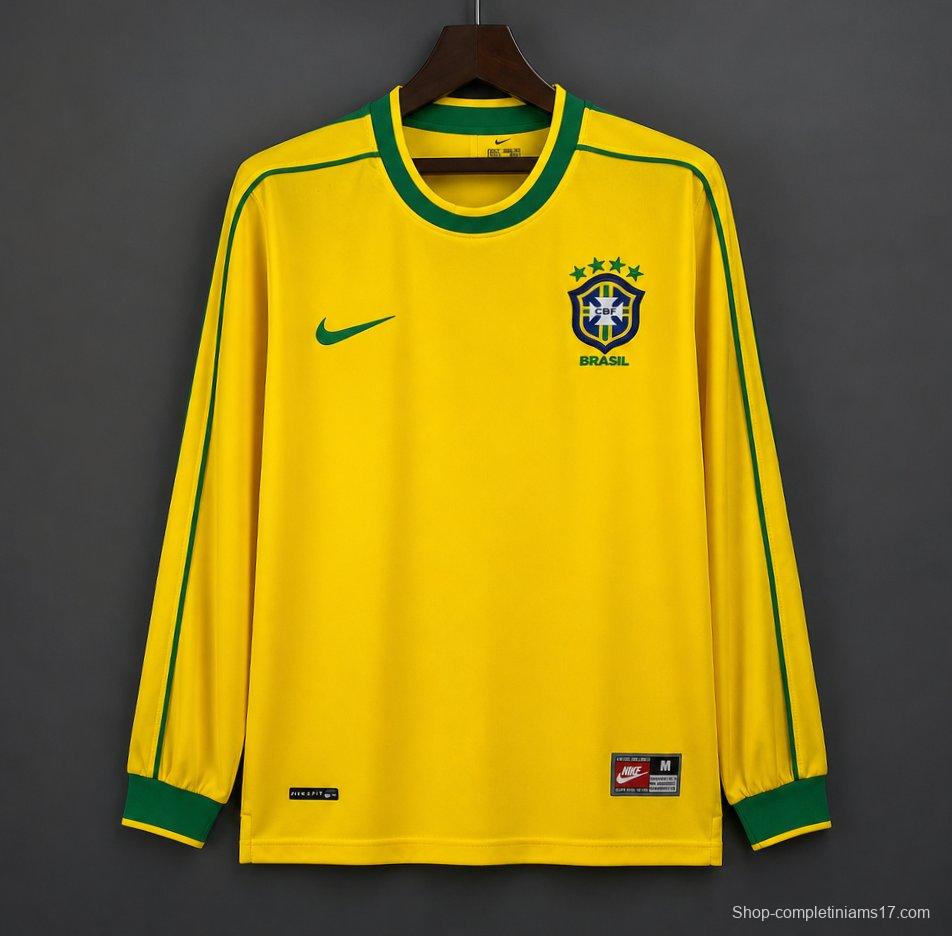 Retro 1998 Brazil Home Long Sleeve Jersey