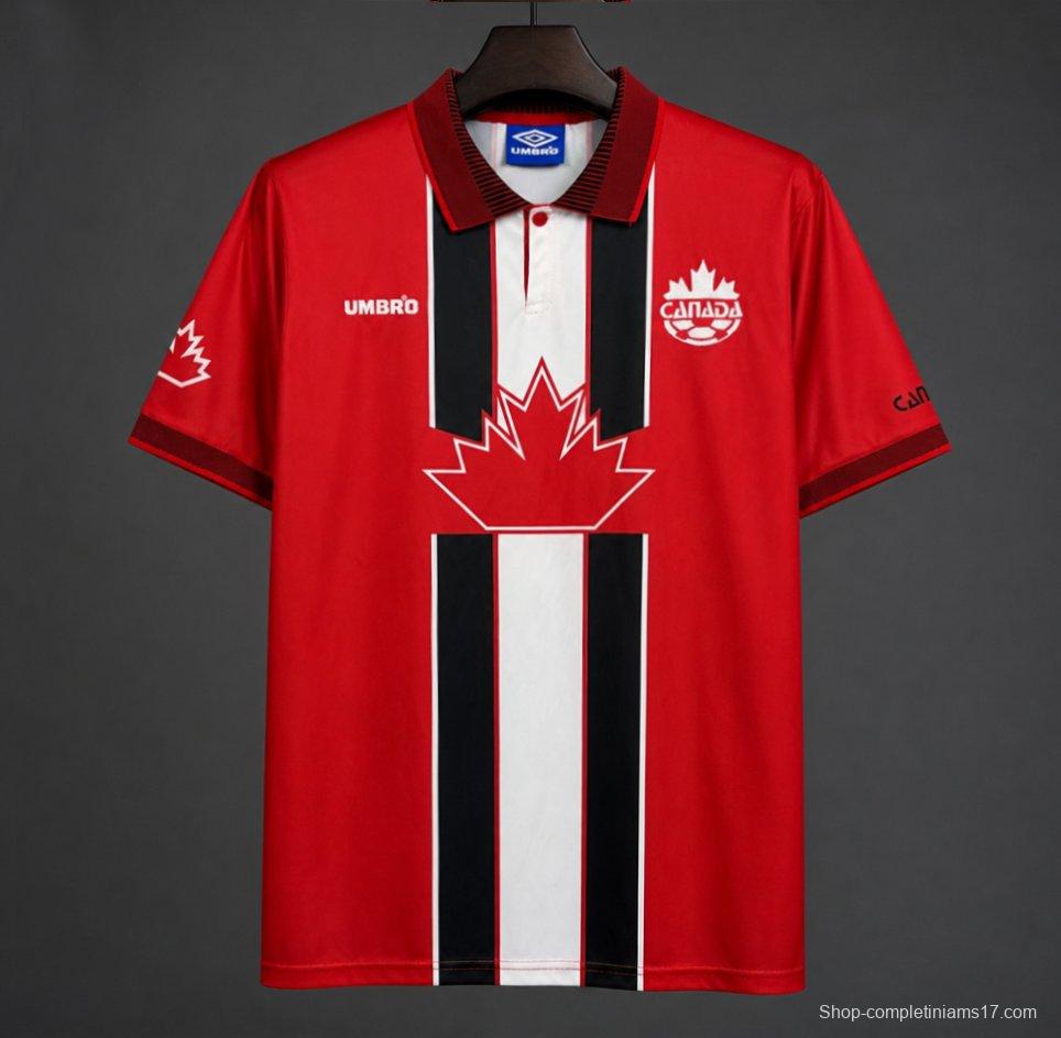 Retro 1997/98 Canada Red with Maple Leaf & Black/White Stripes Home Jersey
