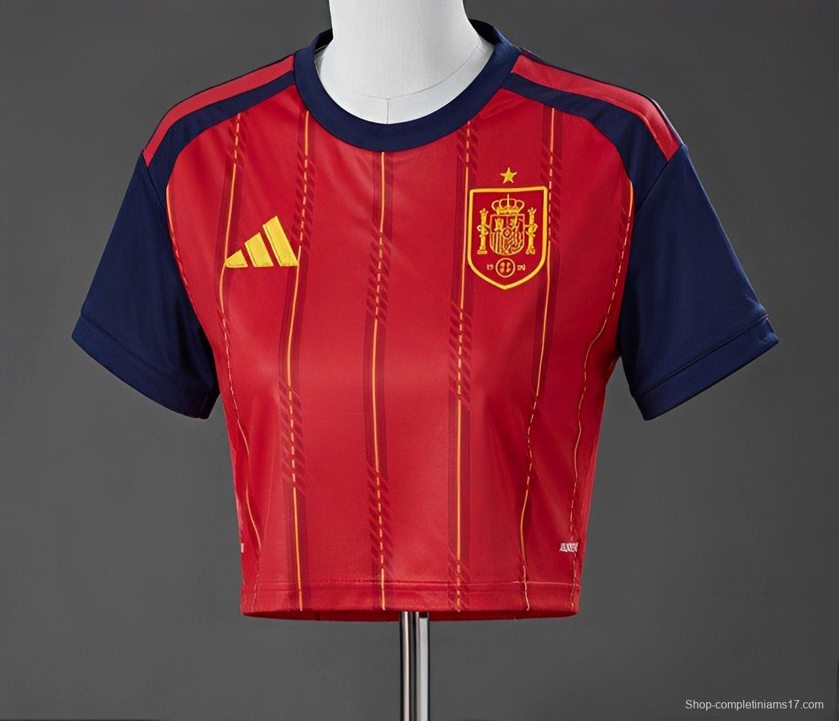 2026 Spain Home Women's Crop Top Style Jersey