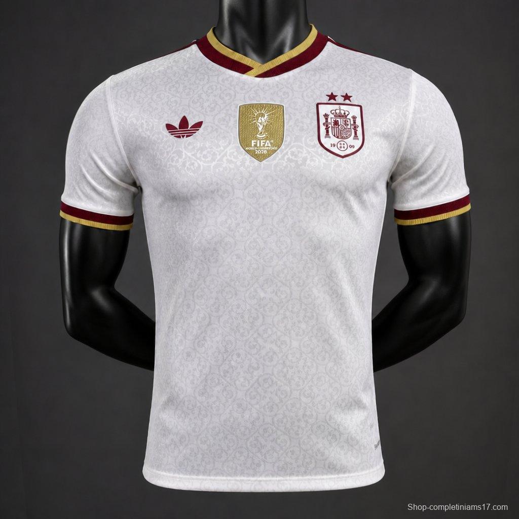 2 Star Player Version 2026 Spain Away White Jersey With Champion Patch