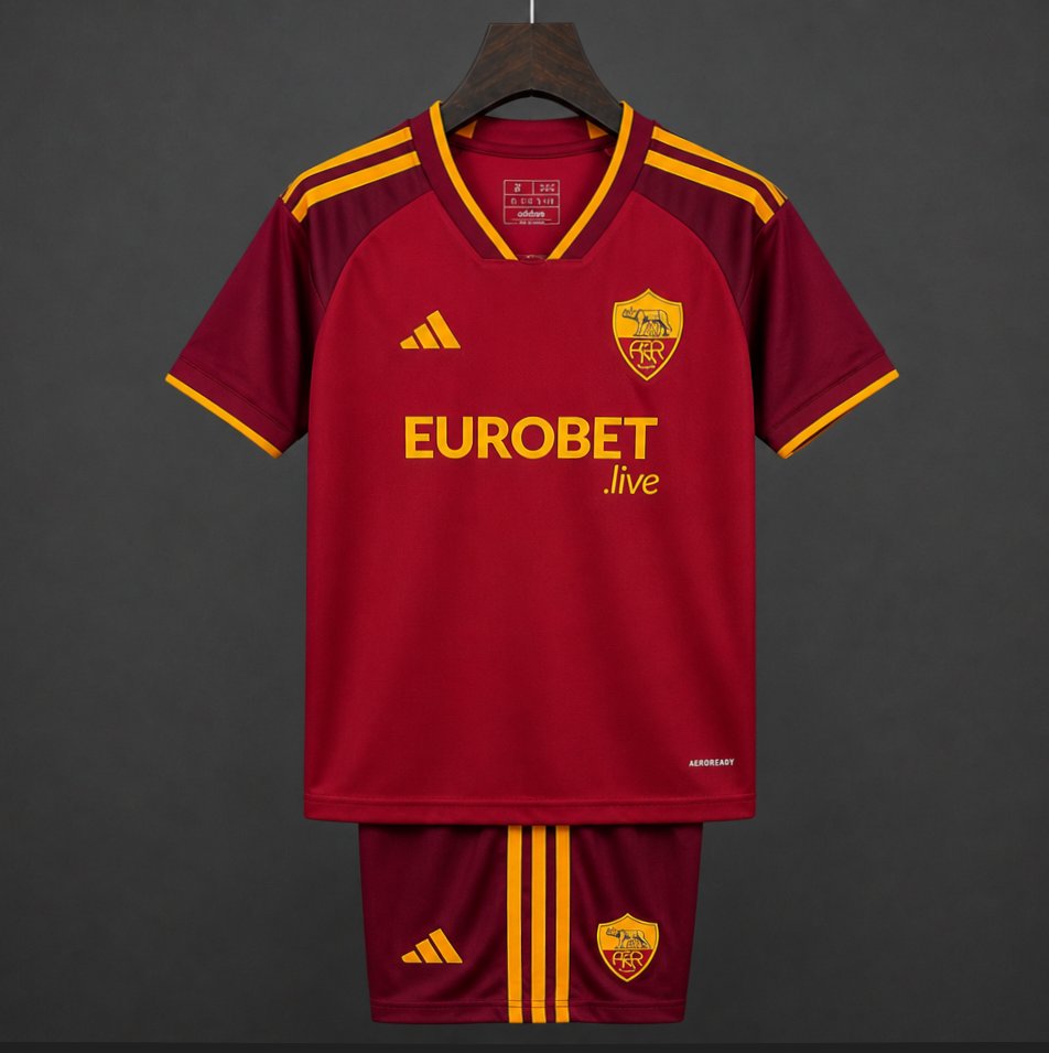 26/27 Kids Roma Home Maroon Kits Jersey